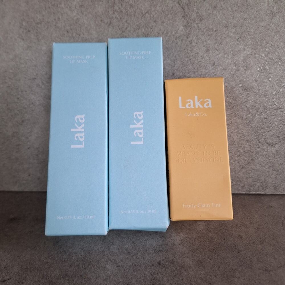 Laka bundle of lip products soothing lip mask x2 fruity glam tint lip gloss NEW